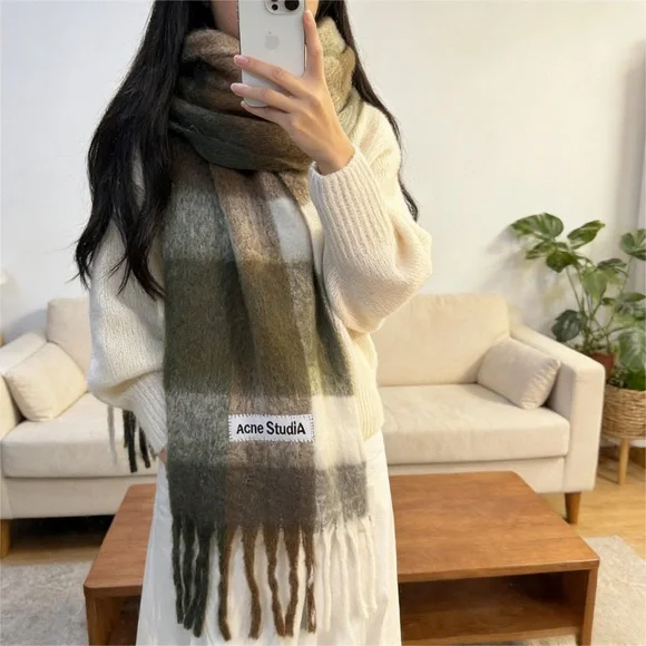 Acne Studio Olive and Beige Scarf - Picture 1 of 1